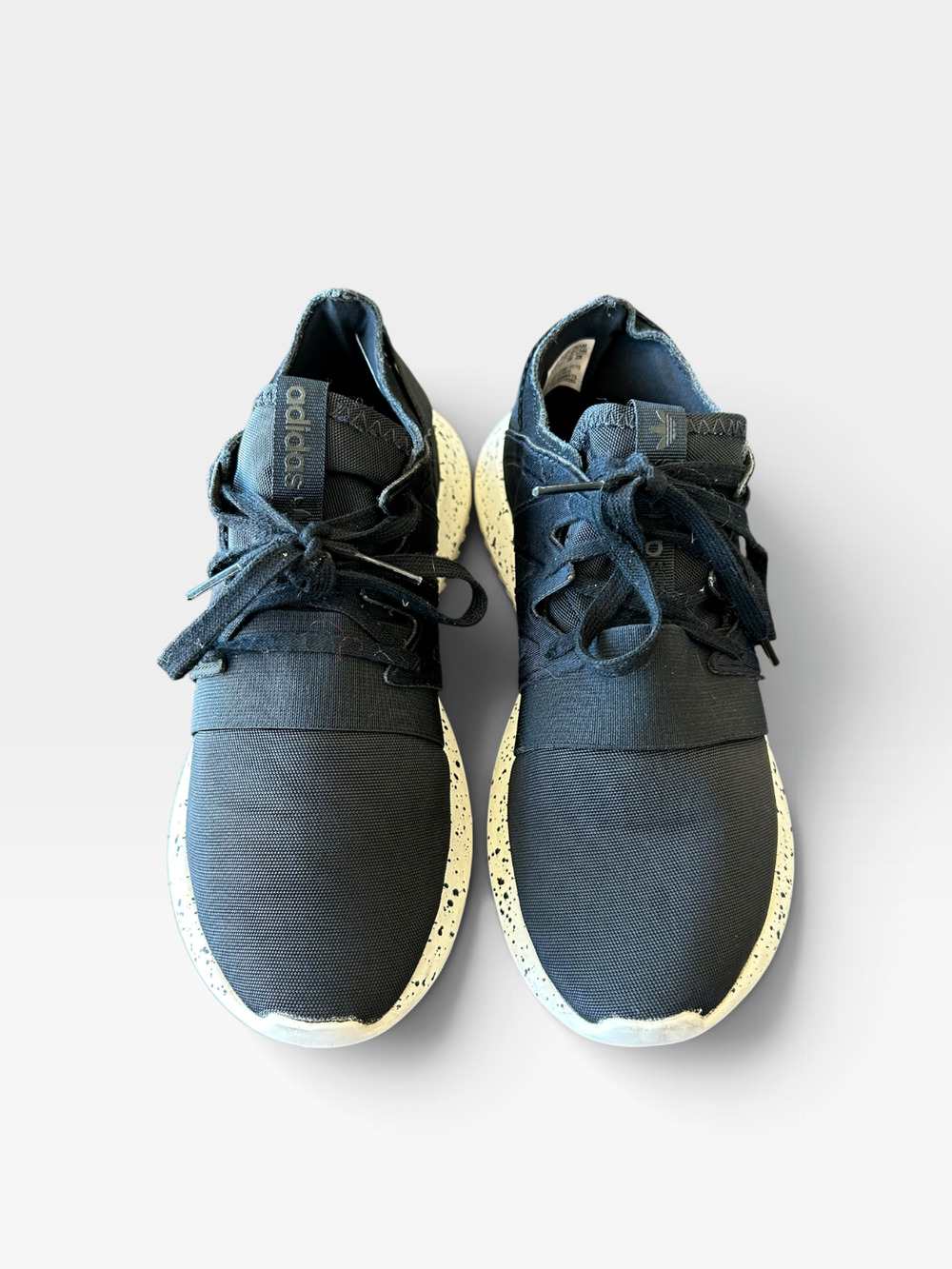 Adidas Tubular Black Sneakers White Speckled Sole Athletic Shoes Size 6